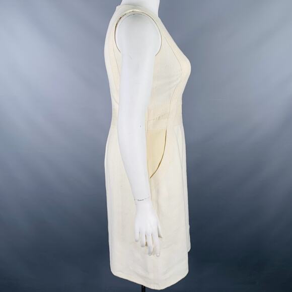 AKRIS Size 10 Cream Cotton Textured Sleeveless Dress - Picture 3 of 9